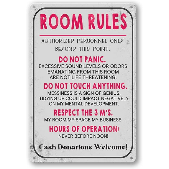 Room Sign For Teen Girls Bedroom Door Decor Teen Boy Room Signs Girl Room Rules Signs Dorm Wall Accessories Cool Things For Teens Funny Metal Tin Sign Gaming Decor 12 X 8 In