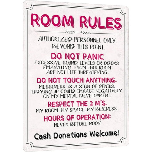 Room Sign For Teen Girls Bedroom Door Decor Teen Boy Room Signs Girl Room Rules Signs Dorm Wall Accessories Cool Things For Teens Funny Metal Tin Signs Gaming Room Decor 12x8 Inches