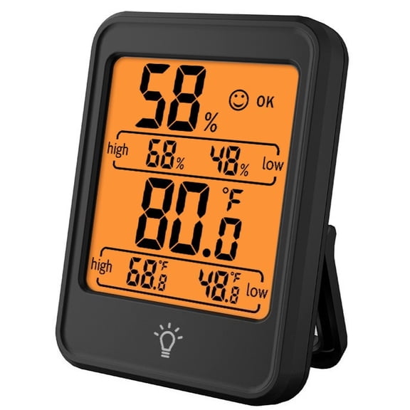 Room Thermometer with Backlight for Home, Hygrometer Indoor Humidity Meter Gauge, Digital Temperature and Humidity Sensor Monitor for House, Terrarium, Incubator, Greenhouse - Battery Included