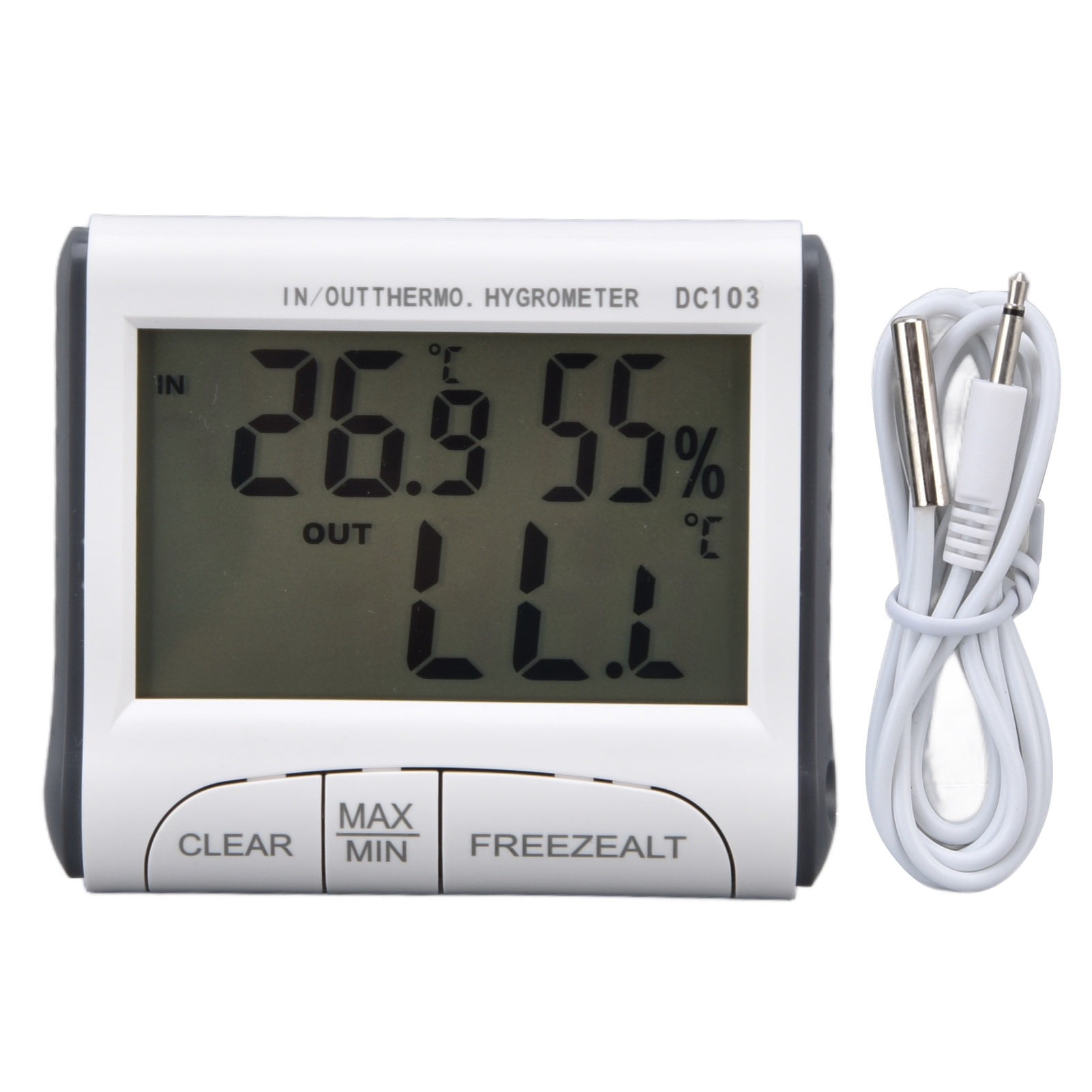 Room Thermometer, Hygrometer Indoor Plastic Material Digital Storage Function White Color  For Measurement For Recording