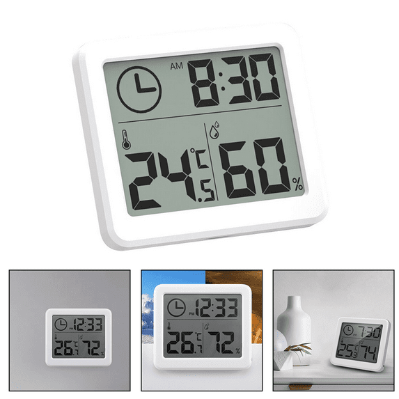 Room Thermometer Indoor,Hygrometer Temperature and Humidity Monitor with High Accuracy Sensor LCD Display Large Display Date Clock for Kitchen Baby Room Office