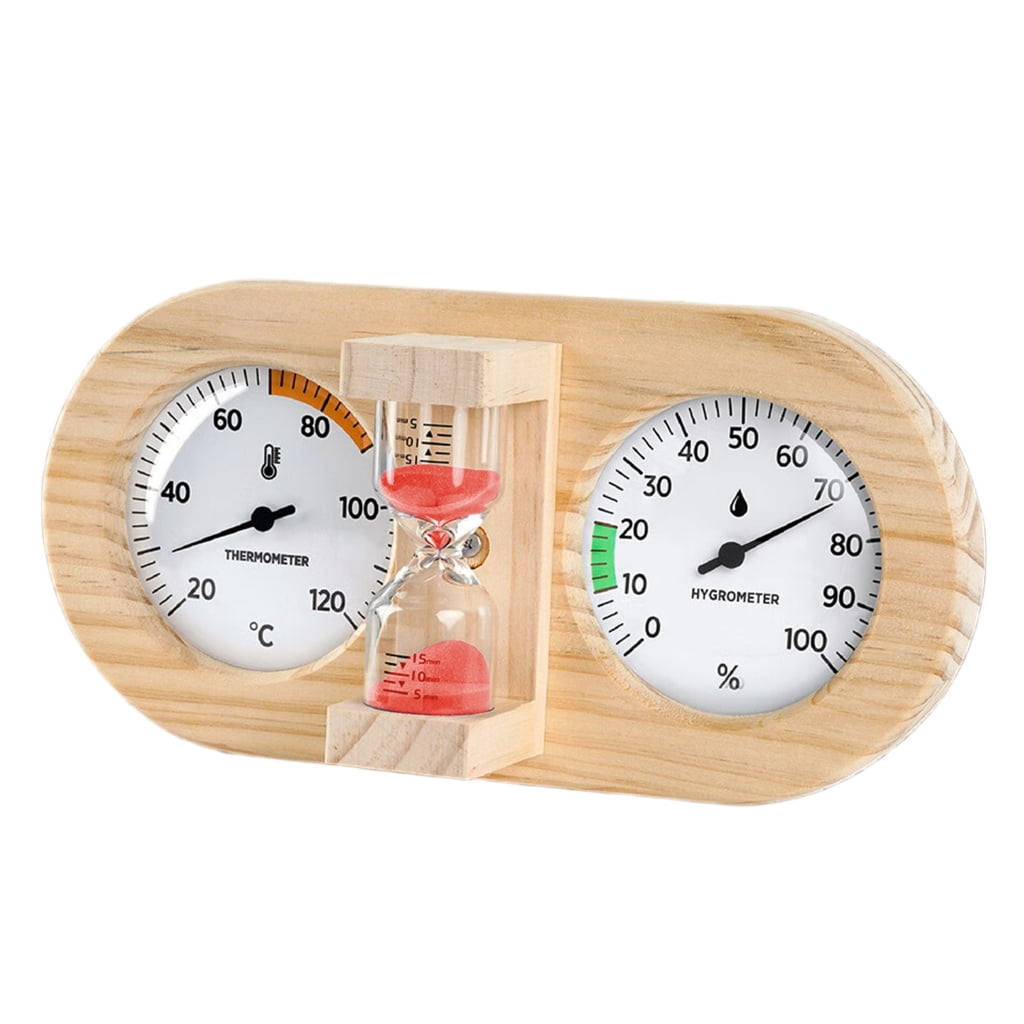 Room Thermometers Hygrometer with Sand Timer Wall Mounted Temperature Humidity Meter for Sauna Room