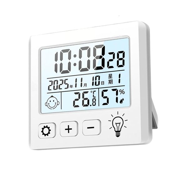 Room Thermometers Hygrometer with Time Date Display Desktop Large Display Indoor Temperature Humidness Meter Accura