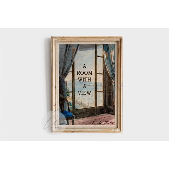 A Room With A View Vintage Book Cover, E.M. Forster Literary Print, Classic Travel Romance Wall Art, Aesthetic Library Book Prints Home Decor #272, Unframed Poster Size 12x18