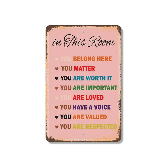 In This Room You Belong Here 10 Inch x 14 Inch Novelty Plastic Sign Durable Weatherproof UV Protected Perfect for Bedrooms Living Rooms Fun Gift for Friends Crafted in the USA