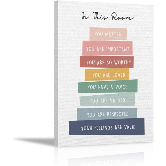 In This Room You Matter Diversity Rainbow Wall Decor Canvas Wall Art Painting Paints Picture For Home Counselor Office Classroom Nursery,11x14Inch,Therapist Gift,Teen Girls Boys Kids Gift