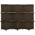 thumbnail image 1 of FDW 6 Panel Room Divider Wooden Portable Partition Screen Wood with Removable Storage Shelves Color, Brown, 1 of 7