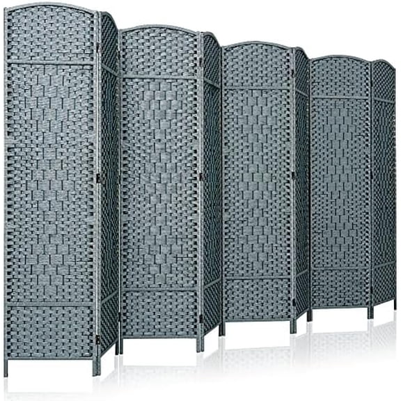 Room dividers 6 ft. Tall-20 Wide Freestanding Privacy Screen with Diamond Woven Fiber, Foldable Panel Partition Wall Divider, Double-Hinged Room Dividers$$Home Decor, Kitchen, & Other