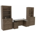 thumbnail image 1 of RoomAndLoft Adjustable Height Sit-Stand Storage Desk with 2 Bookcases in Gray, 1 of 11