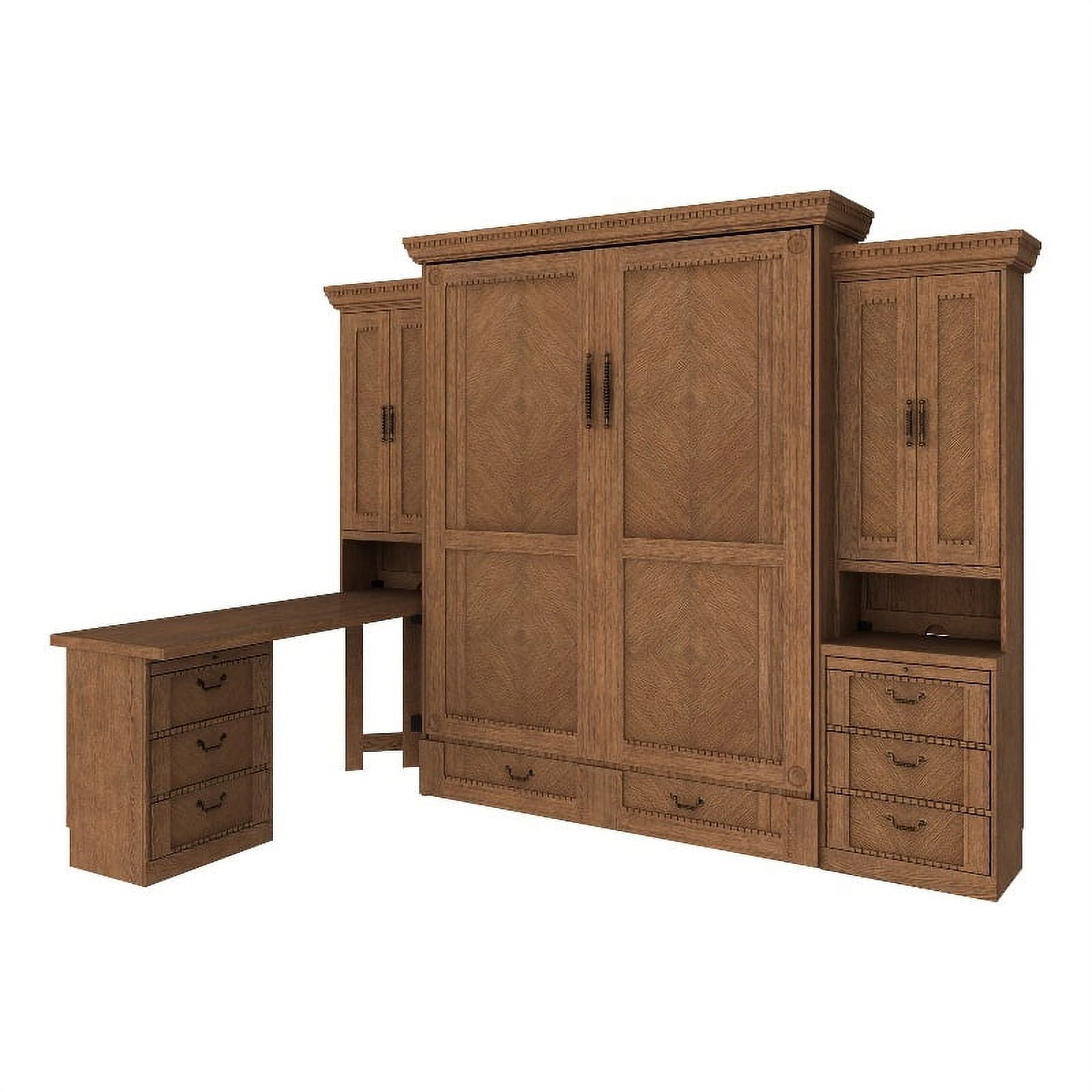 RoomAndLoft Imperial Queen Solid Wood Murphy Wall Bed and 2 Storage ...