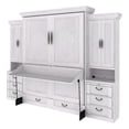thumbnail image 1 of RoomAndLoft Imperial Queen Solid Wood Murphy Wall DeskBed and 2 Shelf Storage with Drawers in White, 1 of 4