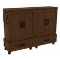 thumbnail image 1 of RoomAndLoft London Queen Solid Wood Mobile Murphy Cabinet Bed in Brown, 1 of 13