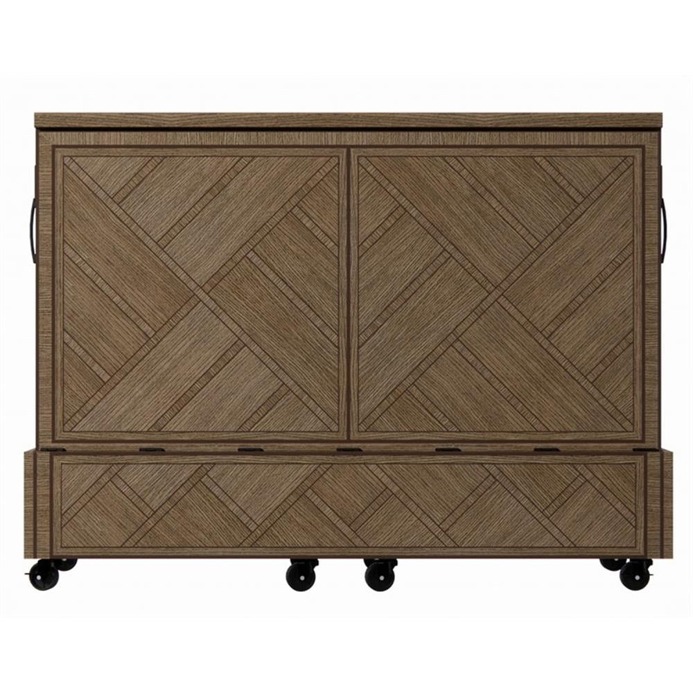 Gray Solid Wood Queen Size Mobile Murphy Cabinet Bed