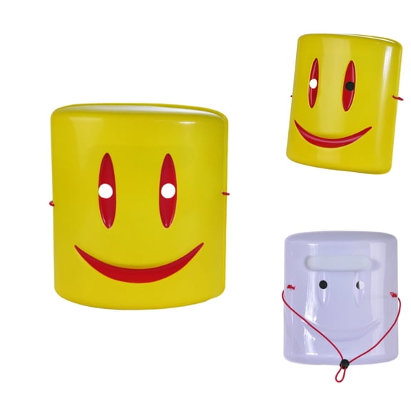 RoomBacks Yellow Happy Face Plastic Full Face Mask, Classic Smiley Expression Costume Mask With Elastic Rope, Novelty Dress-Up Mask For Halloween, Cosplay, Birthday Party, Carnival, Photo Booth Props