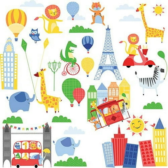 RoomMates Animals in the City Peel and Stick Wall Decals