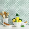 RoomMates Aqua Blue Scallop Peel and Stick Tile Backsplash
