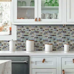 RoomMates Blue Long Stone Rectangle Tile Peel and Stick Backsplash, 10.5" x 10.5"