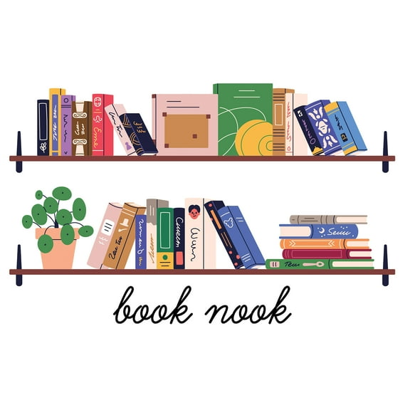 RoomMates Book Nook Shelf Multicolor Wall Decals