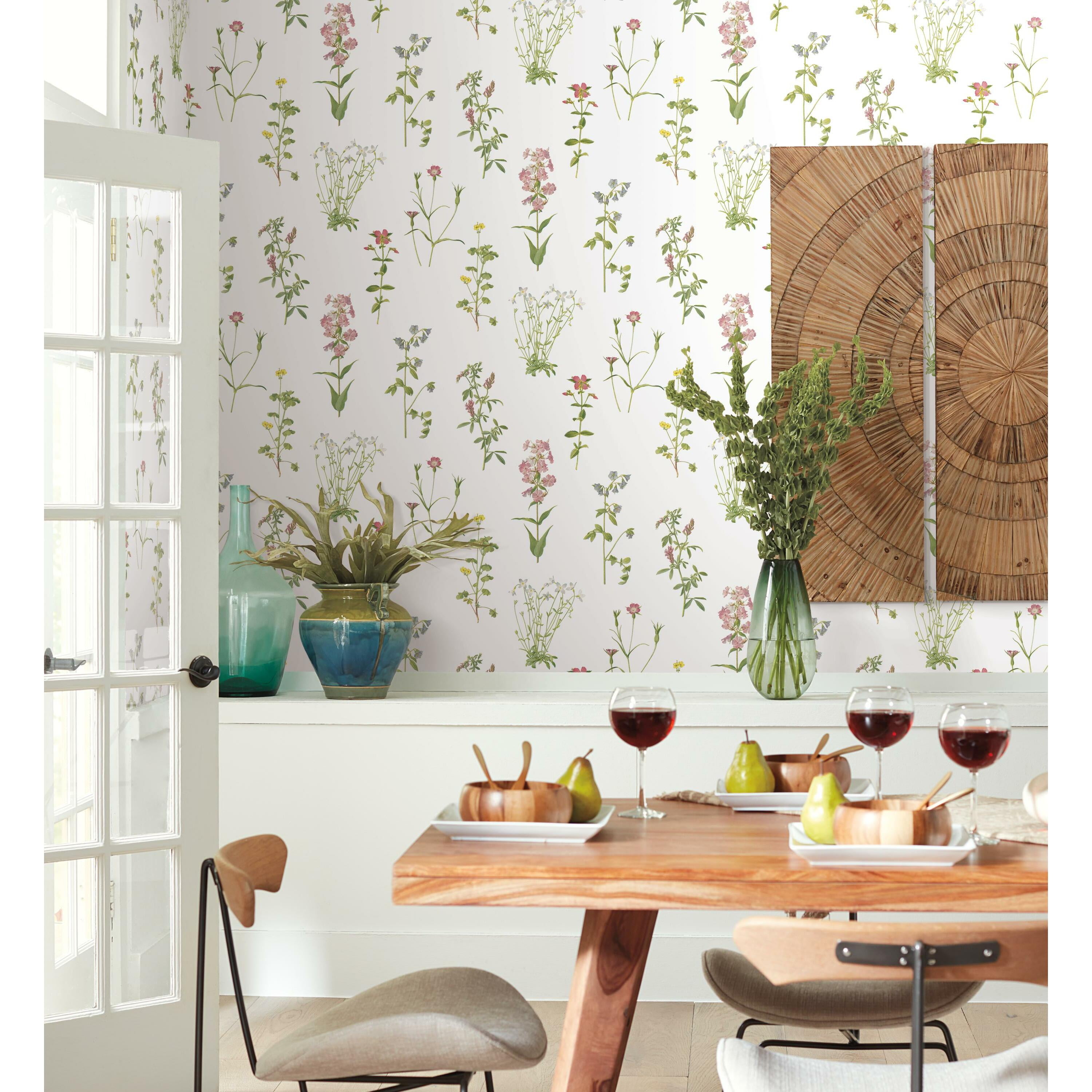 RoomMates Botanical Print White Peel and Stick Wallpaper - Walmart.com