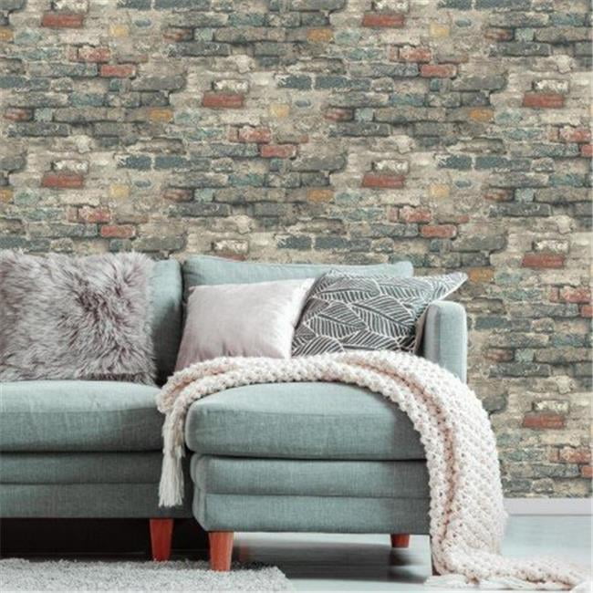 Blue and Gray Brick Peel and Stick Wallpaper