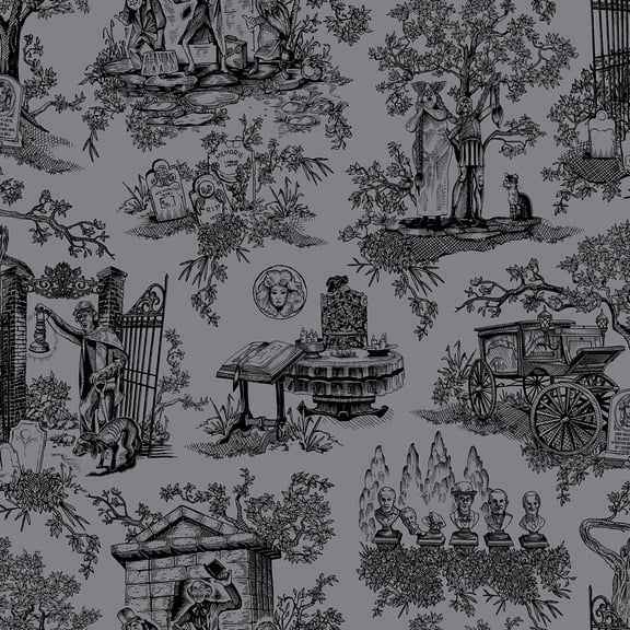RoomMates Disney Haunted Mansion Toile Black Peel and Stick Wallpaper