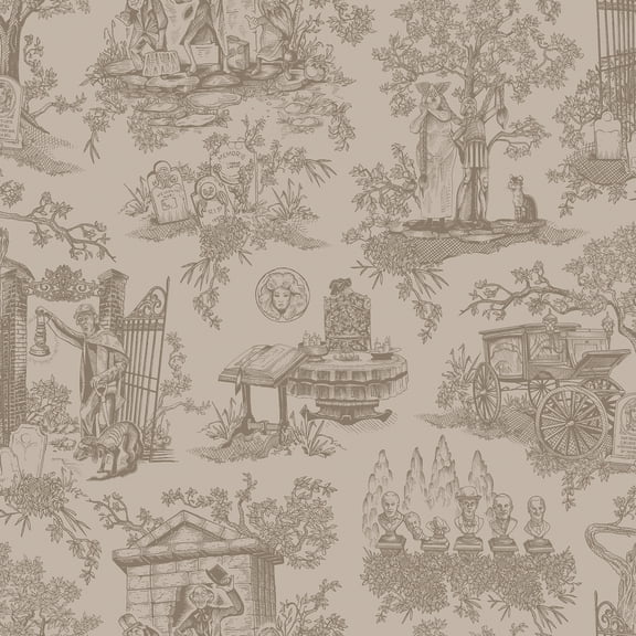 RoomMates Disney Haunted Mansion Toile Taupe Peel and Stick Wallpaper