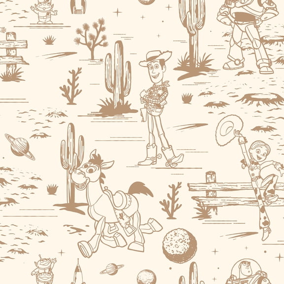 RoomMates Disney Toy Story Toile Brown Peel and Stick Wallpaper