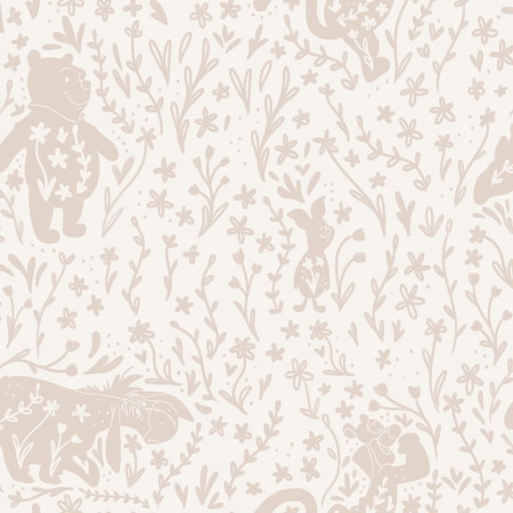 RoomMates Disney Winnie the Pooh Block Print Tan Peel and Stick Wallpaper