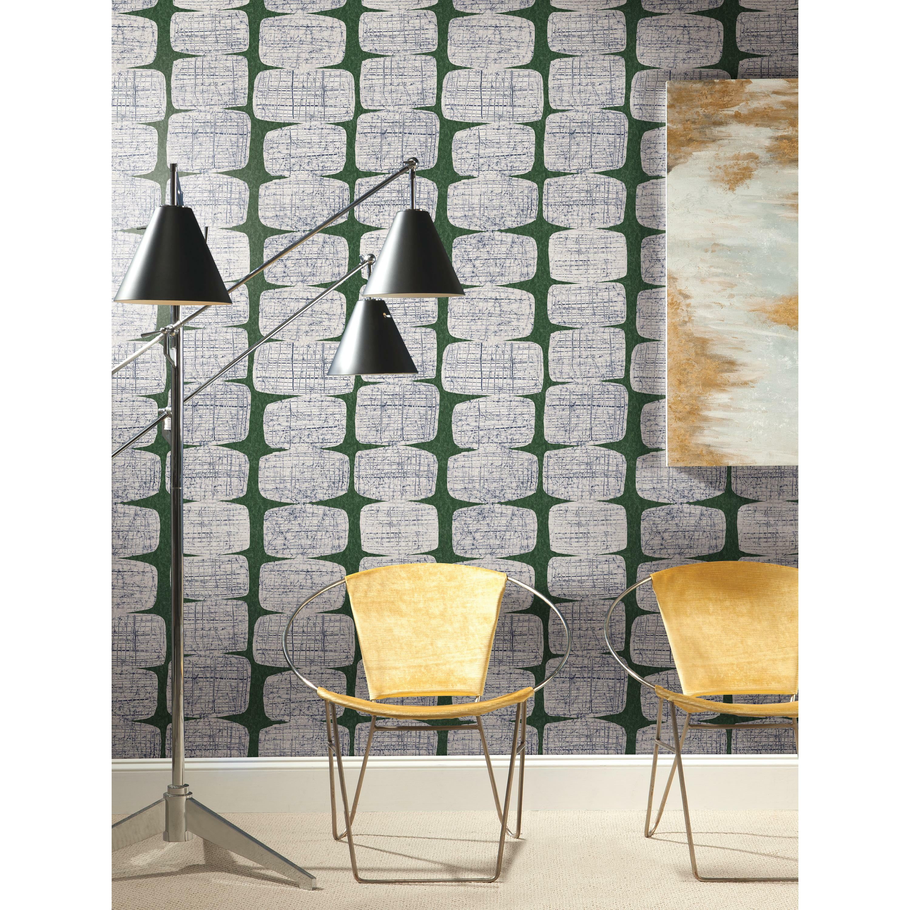 RoomMates MidCentury Beads Contemporary Peel and Stick Wallpaper, Green