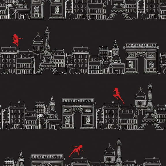 RoomMates Miraculous Ladybug Charming Paris Black Peel and Stick Wallpaper