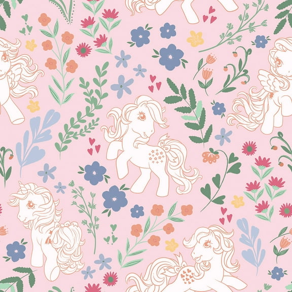 RoomMates My Little Pony Retro Floral Pink Peel and Stick Wallpaper
