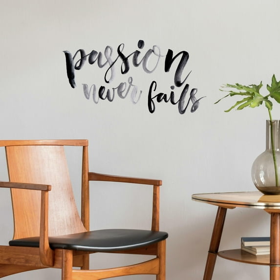 RoomMates Passion Never Fails Quote Black Peel and Stick Wall Decals 20.12 inches x 10.10 inches