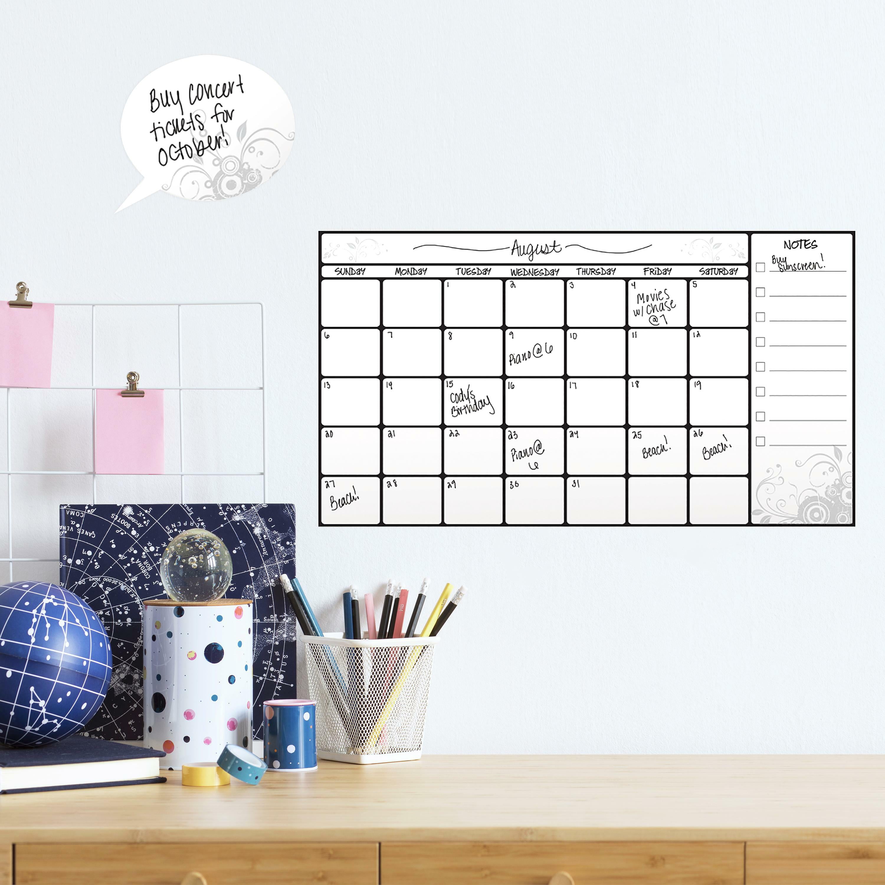 RoomMates Doodle Dry Erase Calendar Peel & Stick Giant Wall Decal