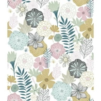 RoomMates Perennial Pink Floral Peel and Stick Wallpaper, 20.5 inches x 18 feet, 1 roll,