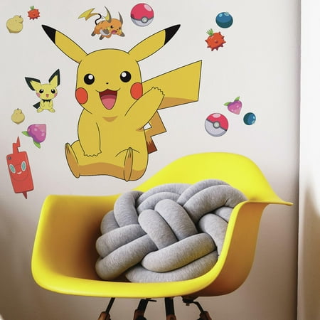 RoomMates Pikachu Yellow Peel and Stick Giant Wall Decals, 17.01 inches x 16.7 inches