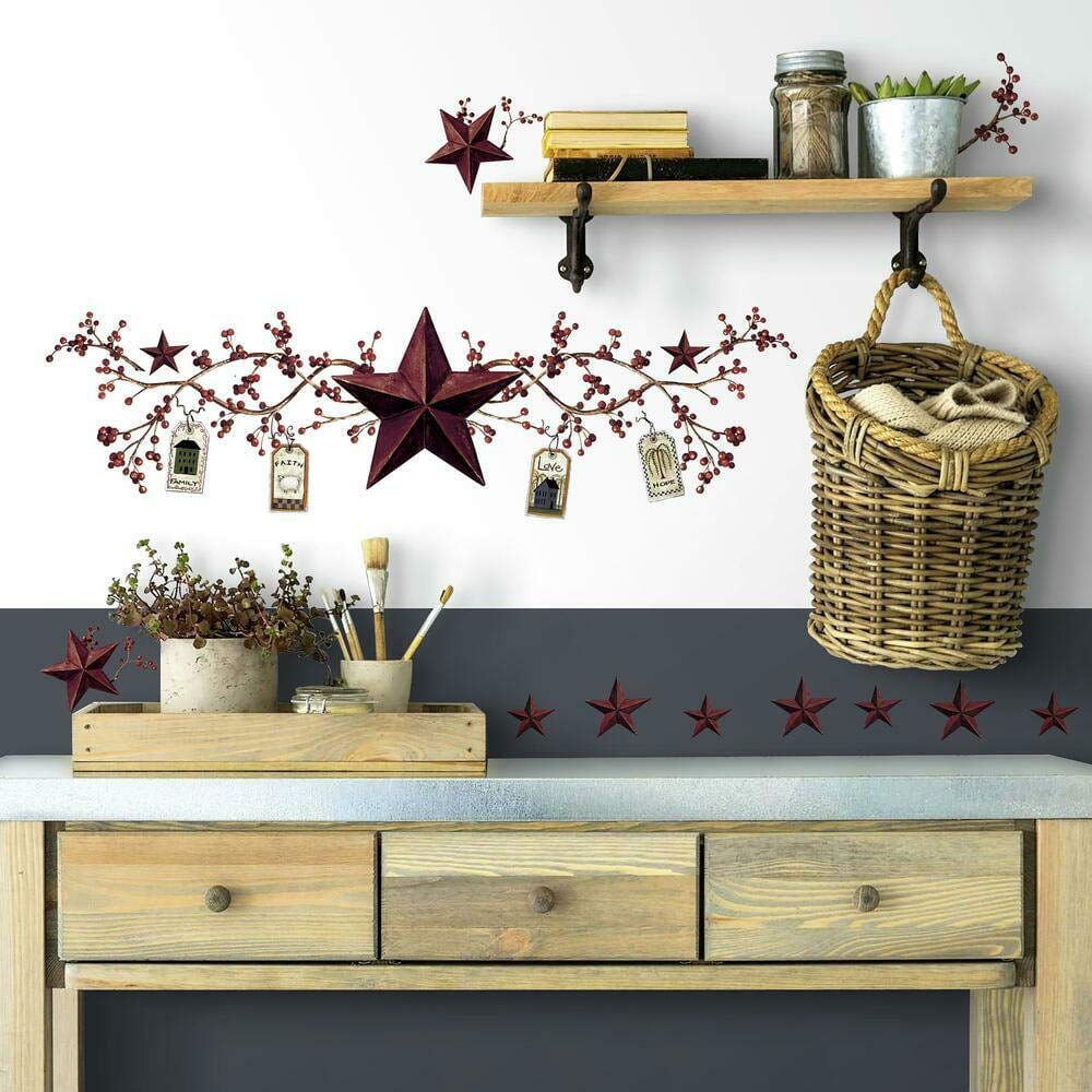 RoomMates RMK1276SCS Country Stars and Berries Peel and Stick Wall
