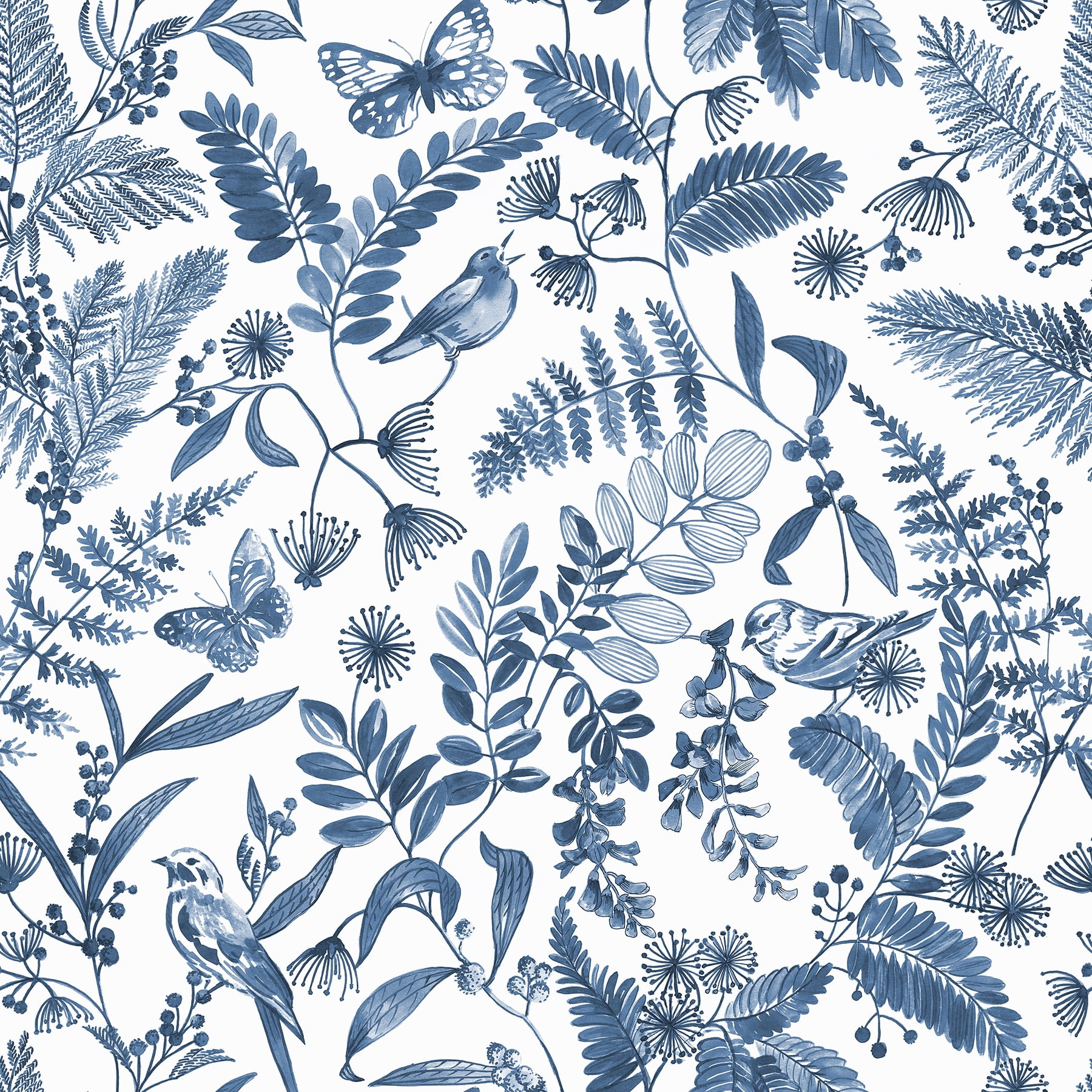 RoomMates Songbird Garden Blue Peel and Stick Wallpaper