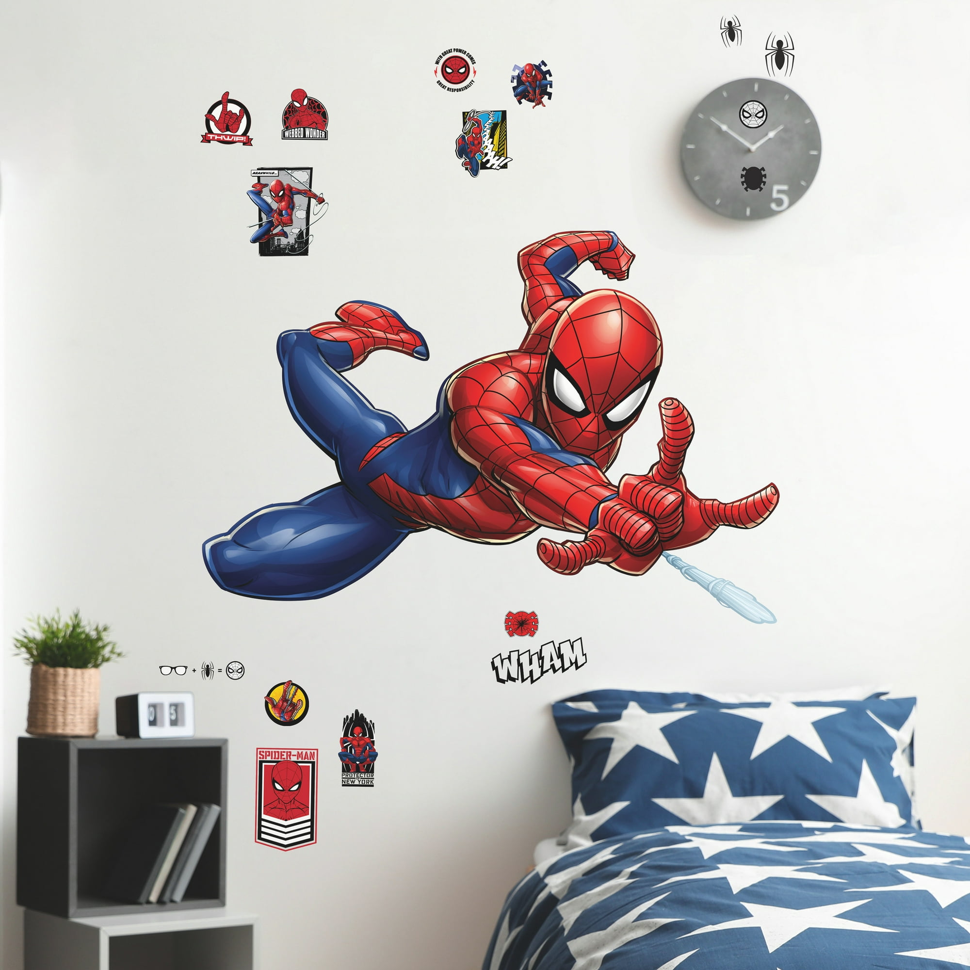 RoomMates Spider-Man Extra Large Peel and Stick Wall Decals, 41.27 ...