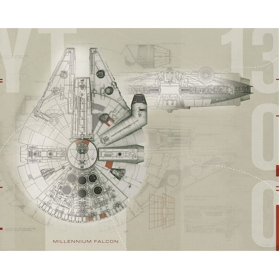 RoomMates Star Wars Millennium Falcon Wallpaper Mural, 6 feet W x 7.5 feet H