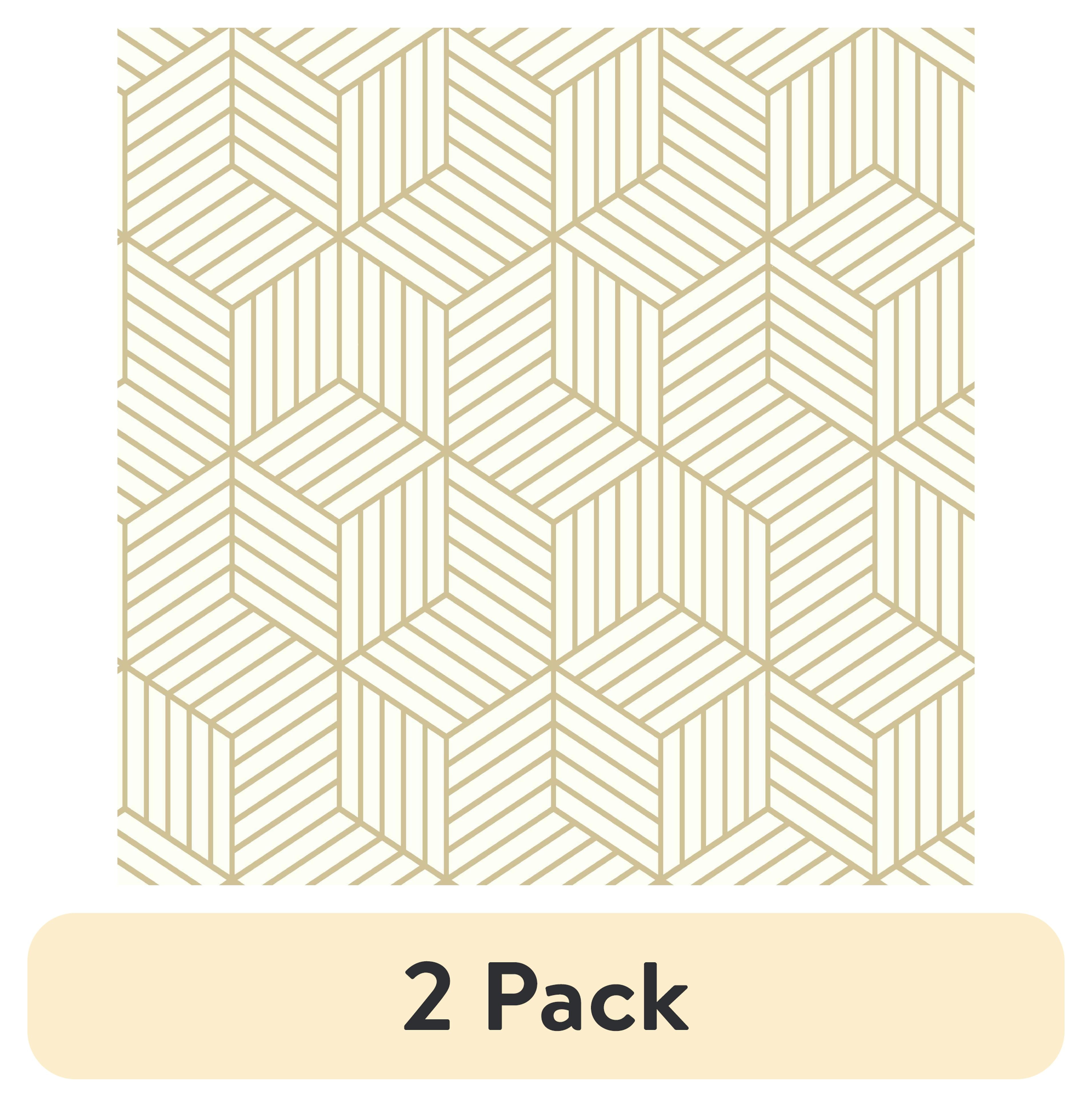 Contemporary Beige and Gold Hexagonal Peel and Stick Wallpaper