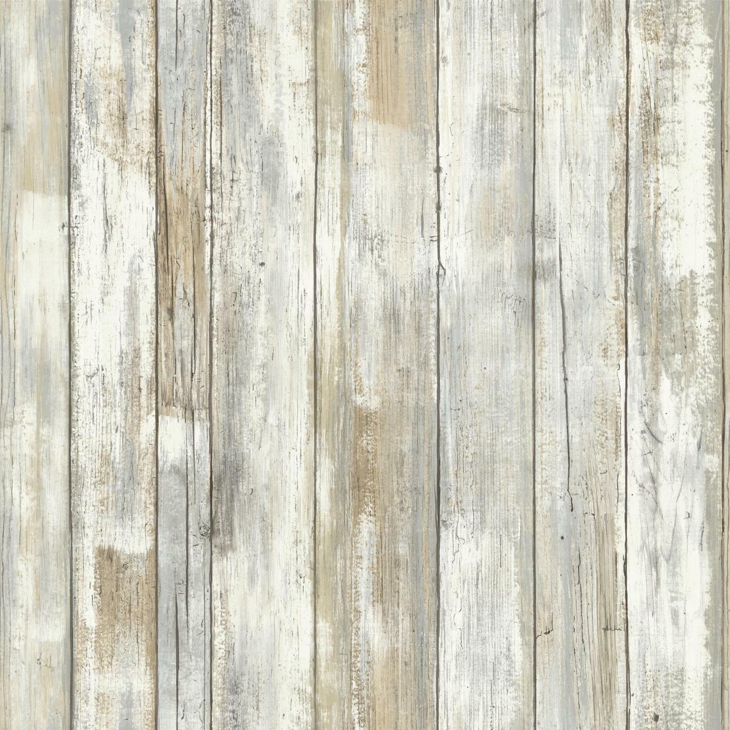 RoomMates Tan Woodplank Peel and Stick Wallpaper, 20.5 in wide x 18 ft