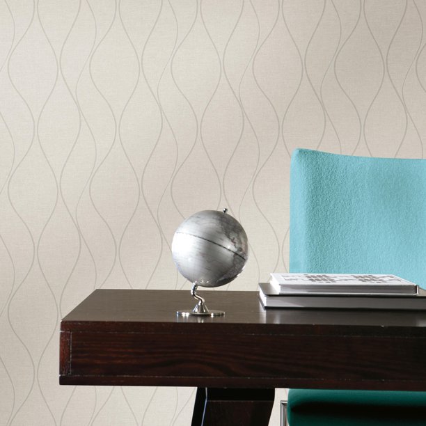 RoomMates Wave Ogee Peel and Stick Wallpaper