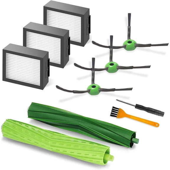 Roomba Replacement Parts for Roomba i3/i3+/i7/i7+/i4/i6/i6+/i8/i8+/E5/E6/E7 Combo i5, j5 Series 2 Roller Brushes, 3 HEPA Filters, 3 Side Brushes (Compatible with E, I & J Series)
