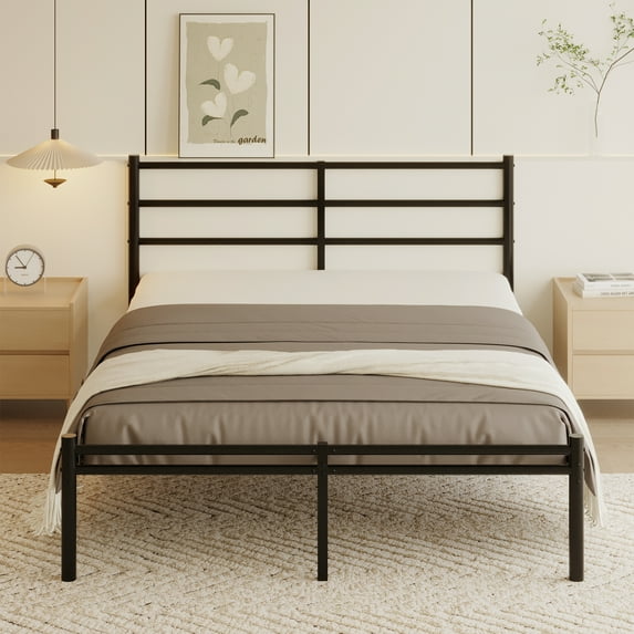Roomdiary 14 inch Metal Full Size Bed Frame with Headboard and Footboard, No Box Spring Required Platform, Easy Assembly, Black