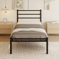 thumbnail image 1 of Roomdiary 14 inch Twin Bed Frames with Headboard and Footboard, Easy Assembly Heavy Duty Metal Platform with Underbed Storage, Black, 1 of 7