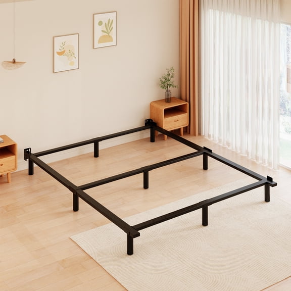 Roomdiary 7" Adjustable King Size Bed Frame for Box Spring, Heavy Duty Low Profile Metal Bed Base, Easy Assembly, Black