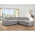 thumbnail image 1 of Roomfitters 105" L-Shape Sectional Sofa with Pull-Out Bed & Ottoman Storage, Right Chaise Lounge, Convertible Sleeper Couch with 2 Cup Holders & LED for Living Room, Light Gray, 1 of 5