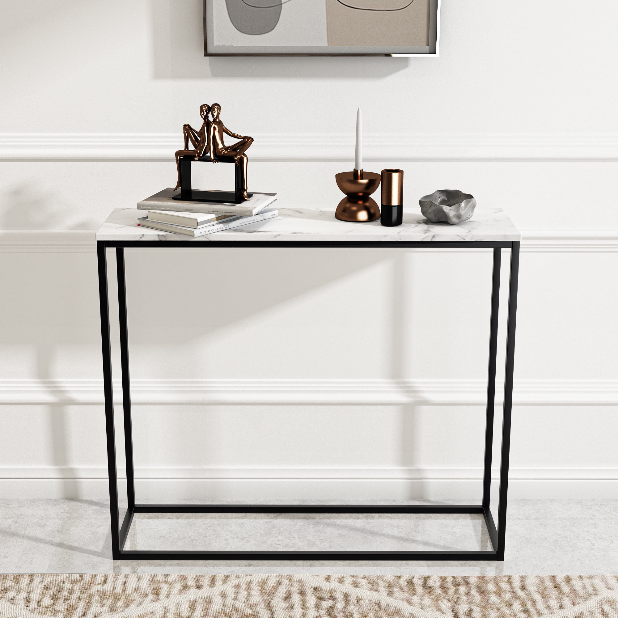 Roomfitters 41" Faux Marble Console Table for Entryway, Modern Sofa