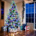 Roomfitters 7.5 ft PreLit Spruce Snow Flocked Christmas Tree with Pine