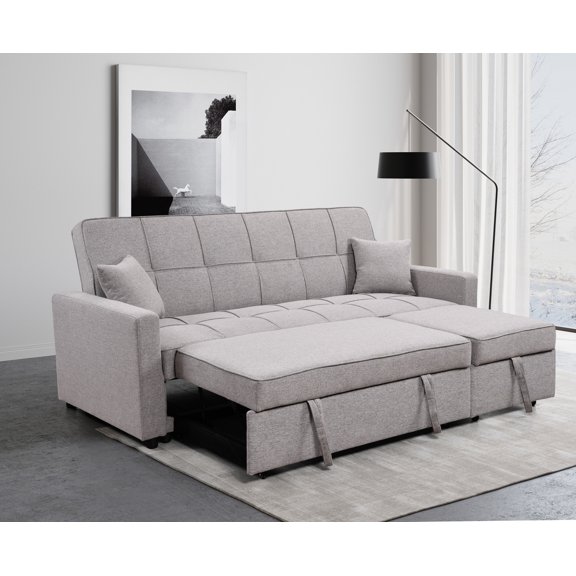 Roomfitters 83" Oversized Upholstered Sofa Bed with Pull-Out Couch Bed & Adjustable Backrest, 3-Seater Convertible Sleeper Sofa for Home, Apartment, Living Room, Dark Gray
